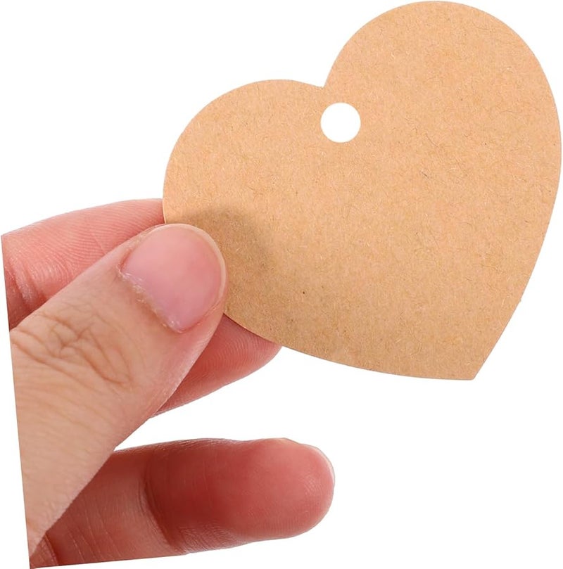 2 Sets Heart Shaped Kraft Paper Tags Blank Labels With String For Valentine Crafts - Image 3